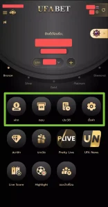 หน้าแรก CRM มีเมนูฝาก-ถอน ประวัติ และการตั้งค่า