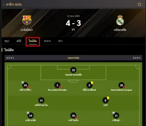 ฟีเจอร์ ไลน์อัพนักเตะ