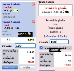 รูปนี้เกี่ยวกับการเดิมพันระหว่างบอลสเต็ป และบอลเต็ง