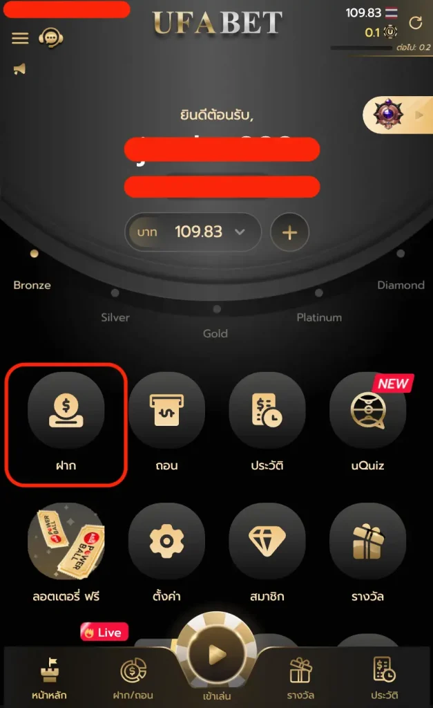 กดฝากเงินในระบบ