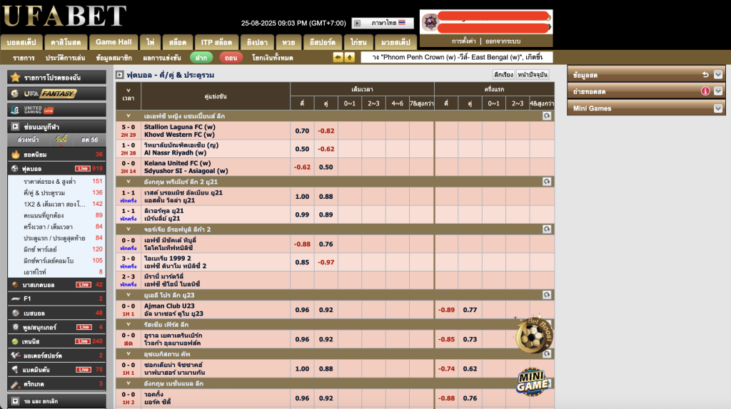 หน้าเดิมพันฟุตบอลใน UFABET
