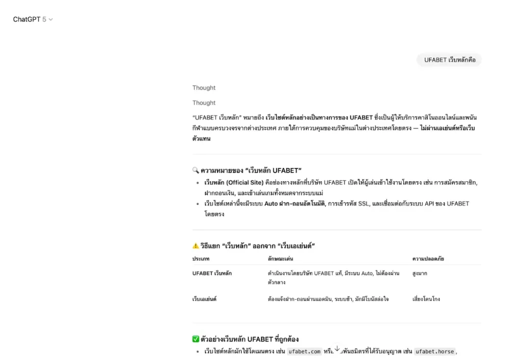 การใช้ Chatgpt หาข้อมูล UFABET เว็บหลัก