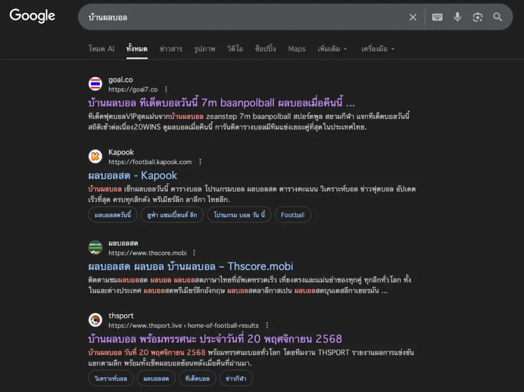 รูปผลการค้นหาคีย์เวิร์ด บ้านผลบอล ใน Google.com